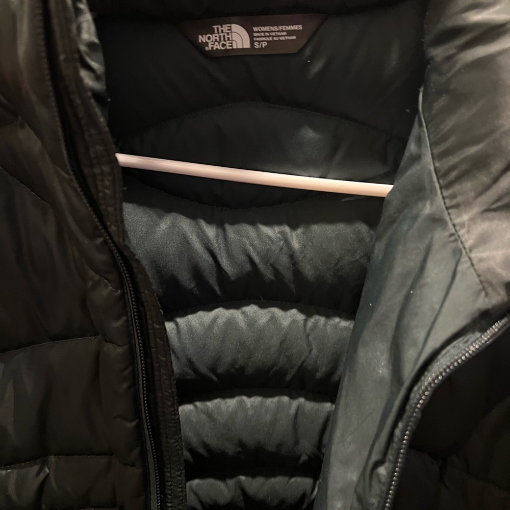 Northface green hooded down coat